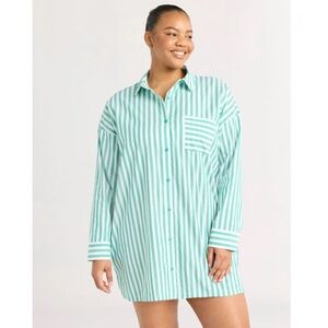 Sleepshirt Silky Soft Woven Long Sleeve Button Front Lounge Pajama Size 3X